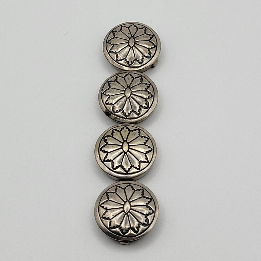 Set Of 4 Navajo Button Covers Sterling Silver Native American Southwestern